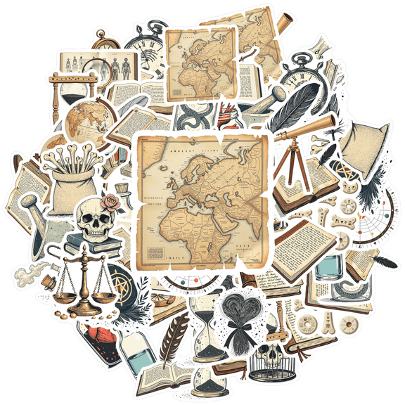 Vintage Stickers Alchemy Decals Occult Stickers Science Astronomy Stickers for Luggage Notebooks Guitars