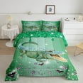thumbnail image 2 of Crocodile Comforter Set Green Sequin Fluid Art King Bedding Set,Crystal Diamond Down Comforter Nautical Sea Animal Duvet Set,Coastal Creature Ocean Decor, 2 of 7
