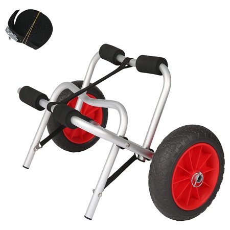 KARMAS PRODUCT Kayak Cart Trolley for Carrying Kayaks Portable Canoe Carrier with a 12-inch Strap Foldable Transporting Boat Float Mats Aluminum Frame