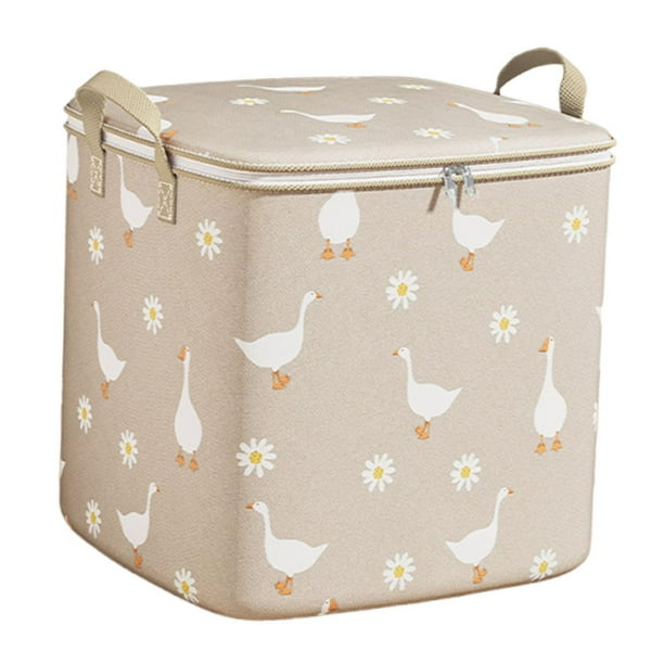 Bolsa para guardar edredones, cesta para ropa, regalo, tela no tejida versátil, asas de transporte Beige 100 L