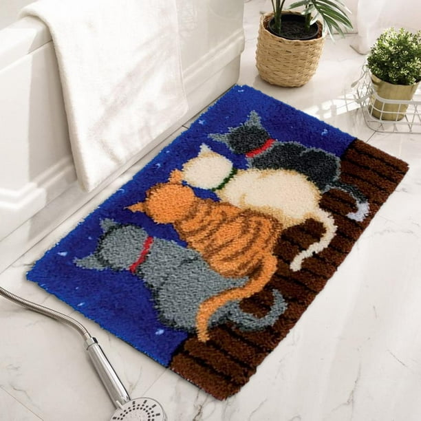 PETSOLA DIY Latch Hook Rug s Latch Hooking Rug s Embroidery Sewing Tool Cat