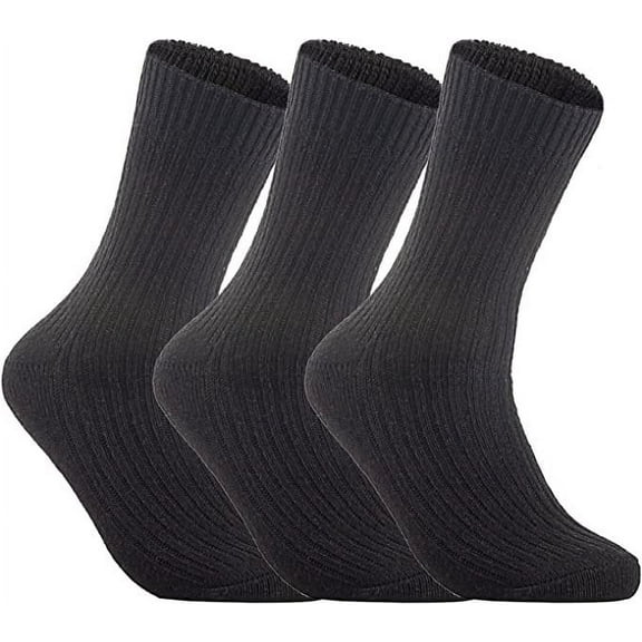 Lovely Annie Women's 3 Pairs Wool Knitted Socks One Size 7-11 Black