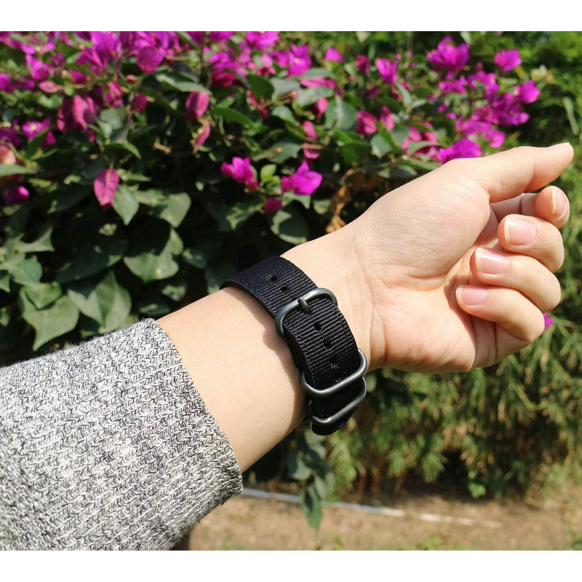 for Galaxy Watch 3 45mm Gear S3 Bands 22mm Quick Release Woven NYLON NATO Band Soft Replacement Strap Wristband for Samsung Galaxy Watch3 45mm Galaxy Watch 46mm Moto 360 2 46mm SmartWatch Black