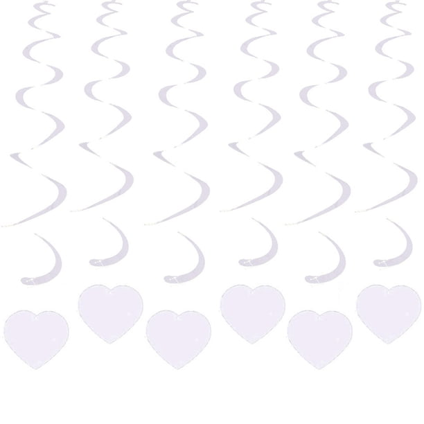 Injueey Remolinos colgantes de corazón, suministros de techo de hidromasaje, colgante de amor, decoración de fiesta atractiva, adorno, Kits de decoración para fiestas Corazón blanco