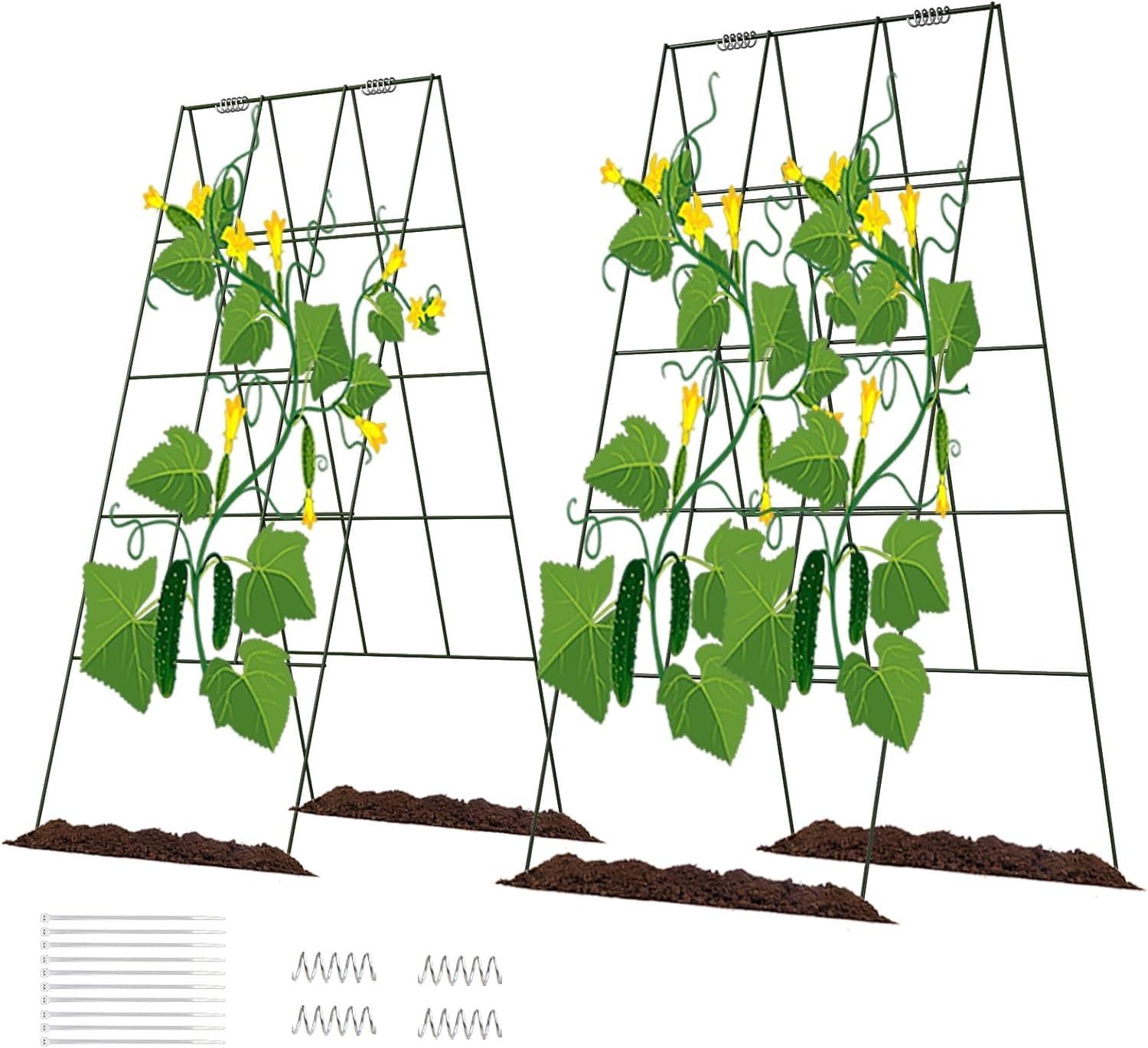 Cucumber Trellis, 48" High Foldable A Frame Garden Trellis, 2 Pack, Plant Support for Climbing Cucumber, Beans, Tomatoes, Flowers, Red