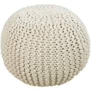 Surya Su Pouf Area Rug POUF-78 Antique White Purl Knitted 18" x 18" x 12"