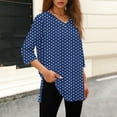 thumbnail image 4 of XPMWRP Women's Polka Dot V Neck Tunic Top 3/4 Sleeve Loose Fit Casual Blouse Flowy Longline Shirt for Daily Wear Blue XXL, 4 of 6