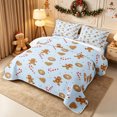 thumbnail image 3 of Erosebridal Gingerbread Cookies Quilt Full 3-Piece,Christmas Baking Full Bedspread Sets,Sky Blue,1 Coverlet and 2 Pillowcases, 3 of 7