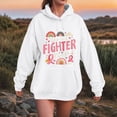 thumbnail image 2 of Towmus She Is A Fighter Sweat Shirts for Womens Oversized Tops Cute Fall Clothes Casual Sweatshirts Letter Flower Print Hooded Pullover with Pocket, 2 of 4