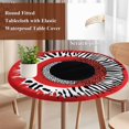 thumbnail image 3 of Leopard Round Tablecloth 36-44 Inch Round Fitted Table Cloth with Elastic Edge, Black and White Geometric Farmhouse Red Waterproof Table Cover Protector for Outdoor Picnic Party Dining, 3 of 6