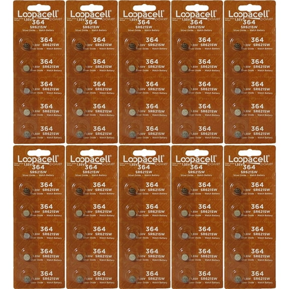 Loopacell Watch Batteries 364/363 SR621SW Battery New 50 Pack