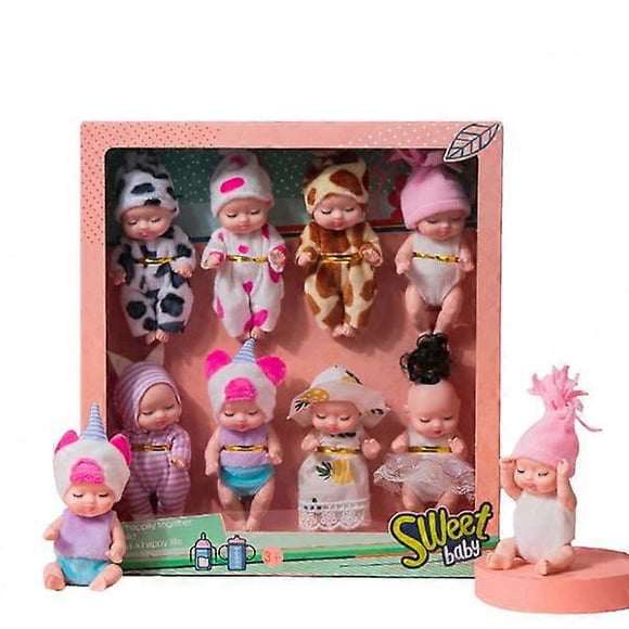 8pcs Micro Full Body Silicone Sleeping Newborn Doll Realistic Baby Doll Gift