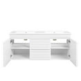 thumbnail image 6 of Wall Mount Double Sink Vanity Cabinet, White, Wood, Mid Century Hotel Bedroom Bathroom, Modern Contemporary HB34088, 6 of 11
