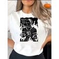 thumbnail image 1 of Camiseta de Mujer de Verano BásicaWomen's Trendy Graphic Tee - Black Short Sleeve with "Bigfoot Strikes Again" Print, Casual & Comfortable Summer Top, Polyester Blend, Machine Washable, Casual Summe, 1 of 7