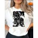 thumbnail image 1 of Women's Trendy Graphic Tee - Black Short Sleeve with "Bigfoot Strikes Again" Print, Casual & Comfortable Summer Top, Polyester Blend, Machine Washable, Casual Summer Top | Quirky Fashion Top | Knit T, 1 of 8