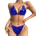 thumbnail image 1 of WZXFASHION Women Plus Size Underwire Lingerie Set Two Piece Underwear Lingerie Underwear Sleepwear Steel Chain Linked Underwire Lingerie Set Intimates Blue XXL, 1 of 8