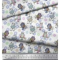 thumbnail image 3 of Soimoi Velvet Fabric Floral,Owl & Cow Cartoon Print Fabric by Yard 58 Inch Wide, 3 of 3