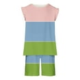 thumbnail image 4 of Odeerbi Kids Boys Girls 2 Piece Outfits Summer Clothes Color Block Tank Tops Shorts Set Fashion Casual Sleeveless Blouse Round Neck Collar Printed Short Pants Sets Pink, 4 of 8