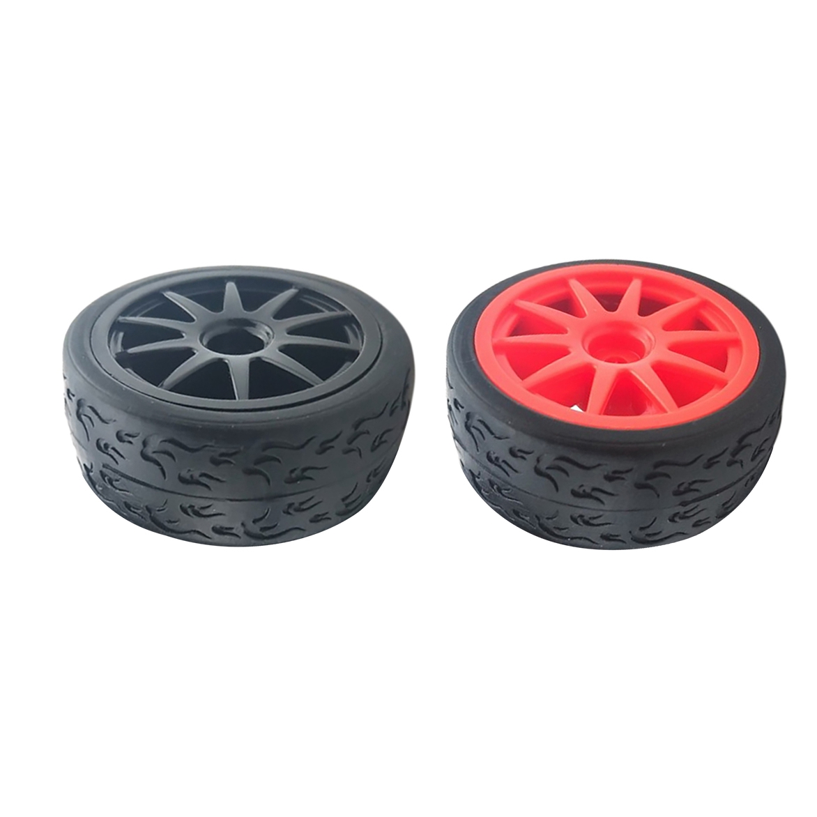 4PCS 12mm Hex 66mm RC Car Rubber Tires Wheel Rim for 1/10 Model Flat