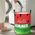 thumbnail image 5 of Honeii Watermelon Hello Summer Print Laundry Hamper Basket,Baby Nursery Woven Storage Basket for Toys Bin,Pillows,Blankets,Clothes-Medium, 5 of 6