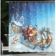 thumbnail image 4 of Ambesonne Christmas Shower Curtain, Santa in Sleigh, 69"Wx70"L, Navy Blue, 4 of 5