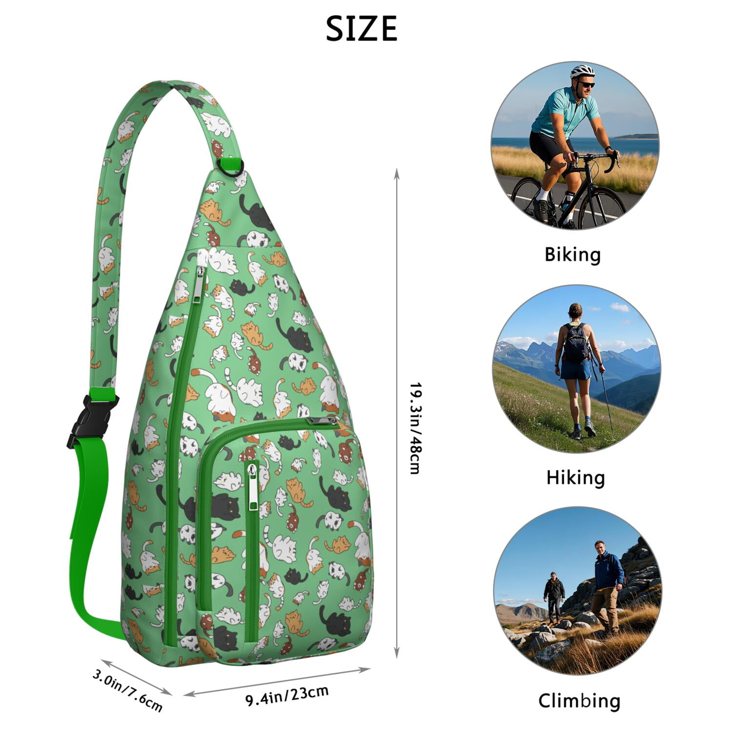Cute Cartoon Cat Sling Backpack - Funny Paw Pattern Shoulder Bag (Adorable Pet Design, Lightweight & Durable)