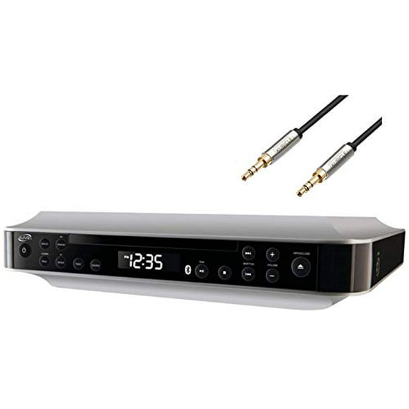 iLive Bluetooth Under The Cabinet Clock CD/Radio Wireless Speaker System Plus 6ft Kubicle Aux Cable Bundle