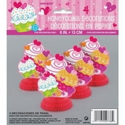 Unique Industries Valentine's Day Honeycomb Cupcake Hearts Decorations, Multicolor, Mini, 4ct