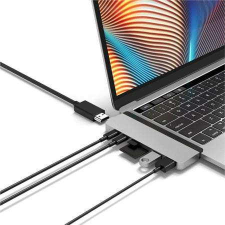 Hyper - DUO 7-Port USB-C Hub - USB-C Docking Station for Apple MacBook Pro and Air - Silver