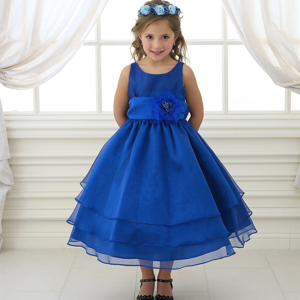 Sophias Style - Little Girls Royal Blue Floral Sash Flower Girl Dress 4 ...