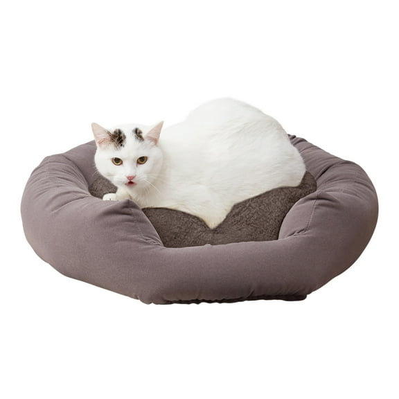 Happy Hounds Chloe Gray Sherpa Cuddler Donut Cat Bed