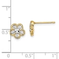 thumbnail image 3 of Primal Gold 10 Karat Yellow Gold with Rhodium Diamond Cut Flower Post Earrings, 3 of 4