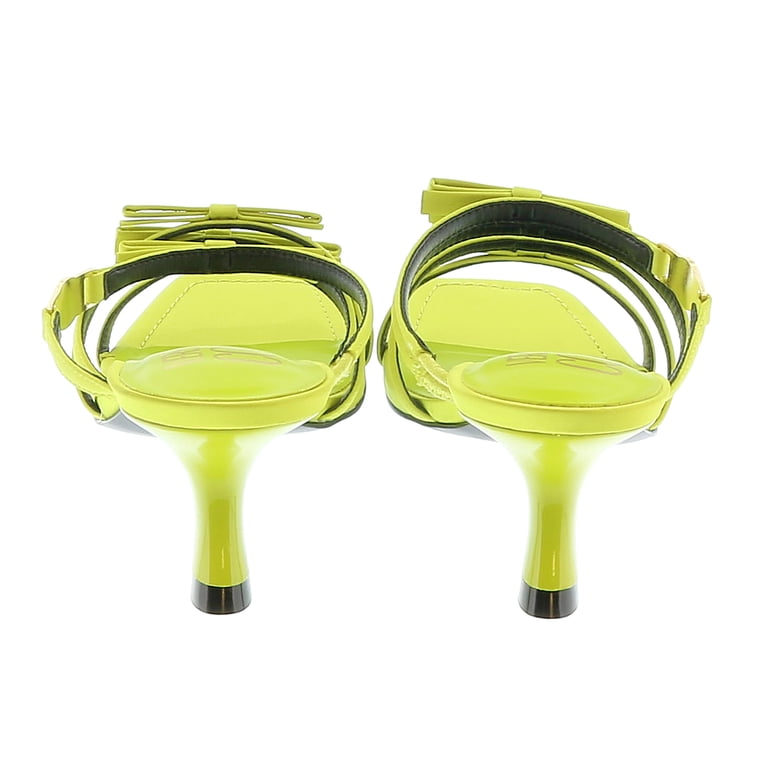 Versace Jeans Couture Neon Yellow Sandals Versace Jeans Couture Womens Neon Yellow Stappy Mid Heel Bow  main image 2
