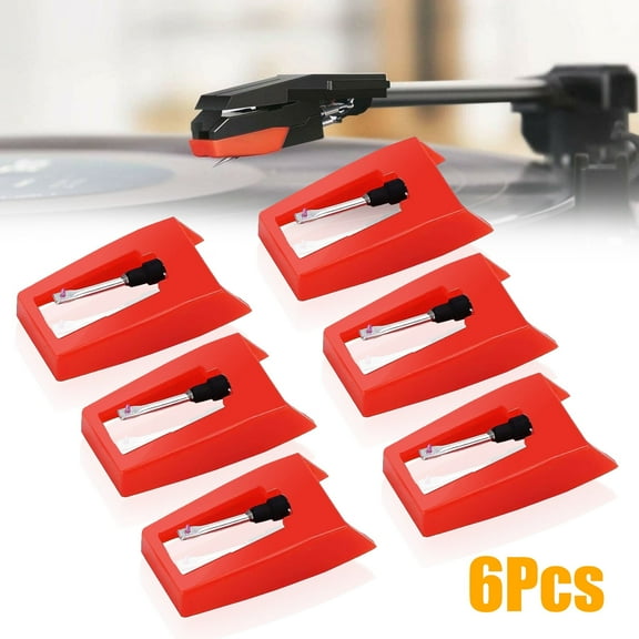 Record Player Needle Stylus,6 Pcs Diamond Stylus Phonograph Record Player Stylus Needles Turntable Replacement Universally Fit for Most Vinyl Crosley /ION/Jensen/Victrola/1byone Record Player