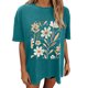 thumbnail image 5 of Faldas Cortas para Mujeres, Impresión de Flores Casual Oversized Camiseta de Manga Corta Top Hecho de 95% Poliéster 5% Spandex para Primavera Verano, Falda Corta de Verano, 5 of 7