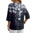 thumbnail image 5 of NSLGXD T-Shirts for Women 3/4 Sleeve Loose Fit Graphic Tees Dressy Casual Notch V Neck Floral Elegant Work Blouses S-2XL, 5 of 5