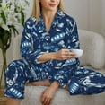 thumbnail image 6 of Pofeuu Blue Bus Print Womens Pajamas Set Long Sleeve Sleepwear Button Down Nightwear Soft Pj Lounge Sets Button Down Pajamas Women-Small, 6 of 7