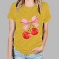 thumbnail image 4 of Summer Clearance Sales kttectoa Summer Casual Loose Tunic T-Shirt Tops for Women Trendy Cherry Print Tops Crewneck Short Sleeve T Shirts for Women Active Running Errands, 4 of 5
