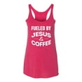 thumbnail image 2 of Fueled by Jesus and Coffee Funny Christian | Womens Inspirational/Christian Premium Tri-Blend Racerback Tank Top, Shocking Pink, Small, 2 of 3