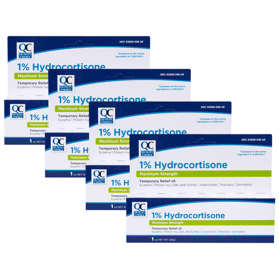 Quality Choice Maximum Strength Itch Relief Cream Hydrocortisone 1% 1 oz Pack of 4