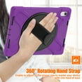 thumbnail image 4 of Dteck for iPad 10th Generation Case 10.9" 2022, with Rotation Stand Hand Strap, Heavy Duty Crossbody Shoulder Strap Shockproof Rugged Soft Silicone Hard Protective Case for Kids, Girls Women, Purple, 4 of 5