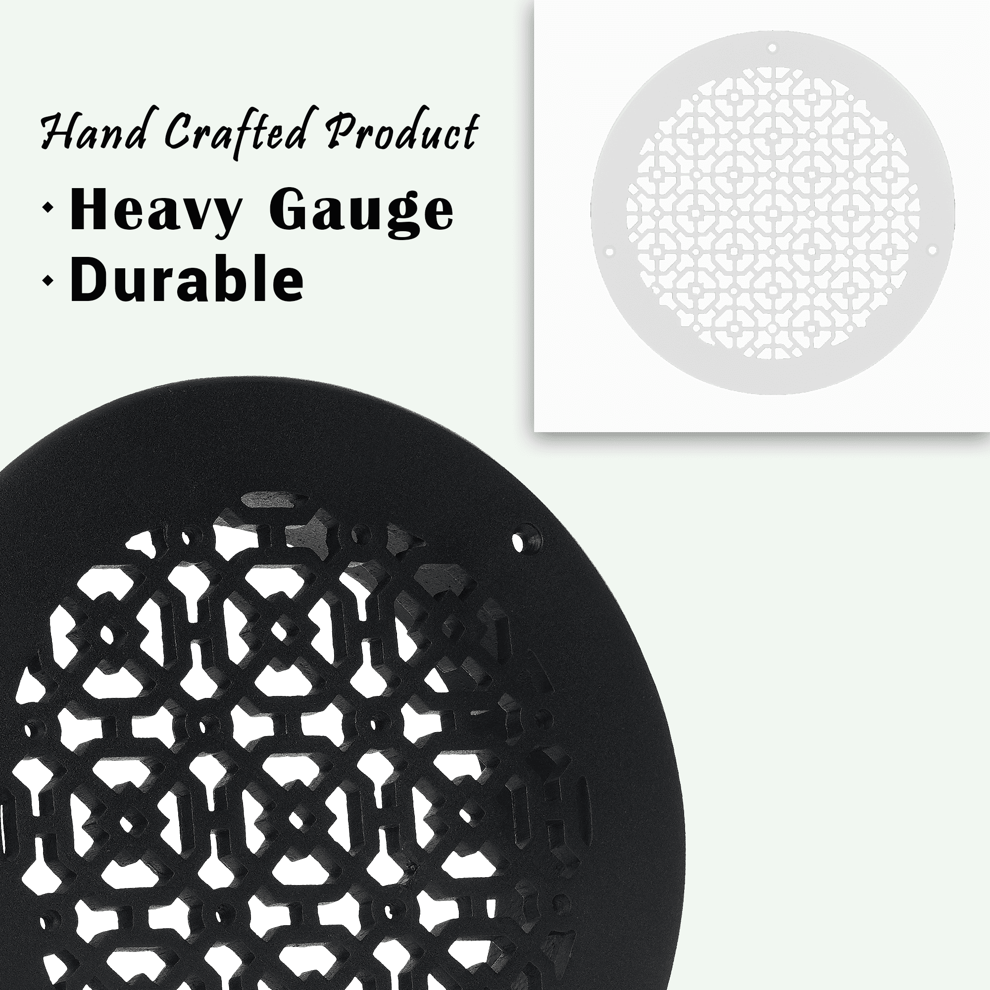 Achtek 12" Duct Opening Solid Cast Aluminum Round Grille ( 14" Round Overall) | Powder Coated White- With Holes for Wall / Ceiling