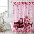thumbnail image 6 of Polyester Fabric Valentine's Day Shower Curtain, Romantic Love Roses Truck Ombre Pink Waterproof Bathtub Curtain Bathroom Decor Set with Hooks 36 x 72 Inches, 6 of 6