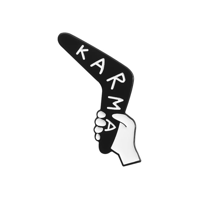 Insignia Brooch Karma Hand Boomerang de aleación esmaltada negra