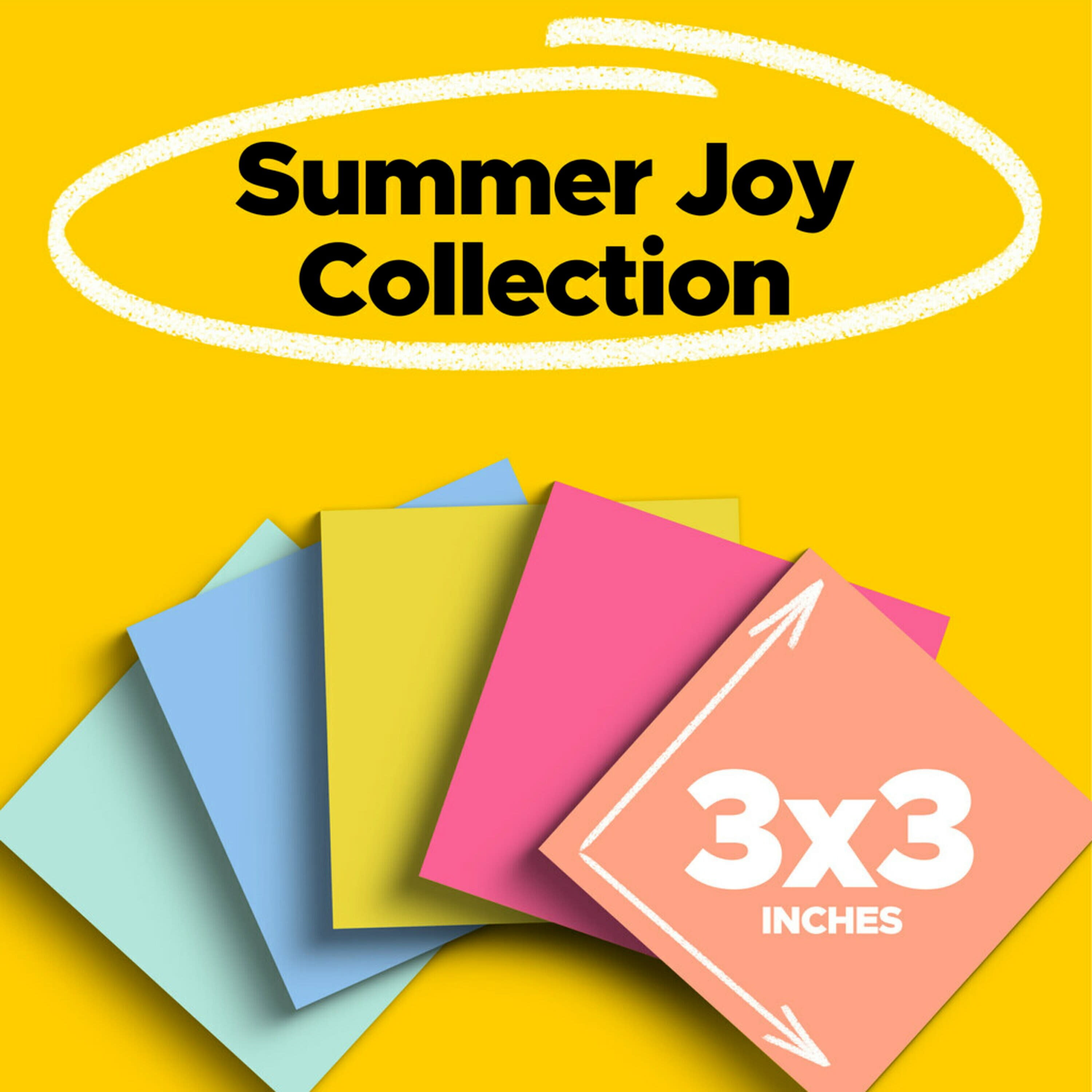 Post-it Notes Super Sticky Pads in Summer Joy Collection Colors 1.88x1.88 90 Sheets/Pad 8 Pads/Pack MPN#7100299576