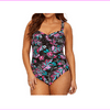 Anne Cole That's A Wrap Floral Print Swimsuit, Black, 22W