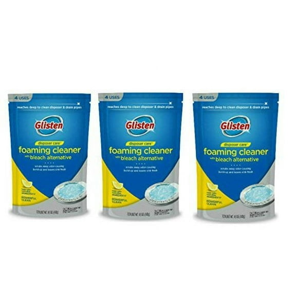 Glisten Disposer Care Garbage Disposal Foaming Cleaner, Lemon Scent, 3 Pack 12 Uses