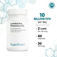 thumbnail image 3 of SuperSmart Lactobacillus Rhamnosus GG 10 Billion CFU per Day (LGG Probiotic with Inulin) - L. Rhamnosus Supplement | Non-GMO & Gluten Free - 60 DR Capsules, 3 of 9