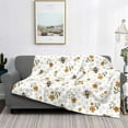 thumbnail image 2 of Yiaed Bees And Flowers Print Blanket Throw Blanket Soft Cozy Flannel Blanket for Home Bed Sofa Couch Chair-60"x50", 2 of 6