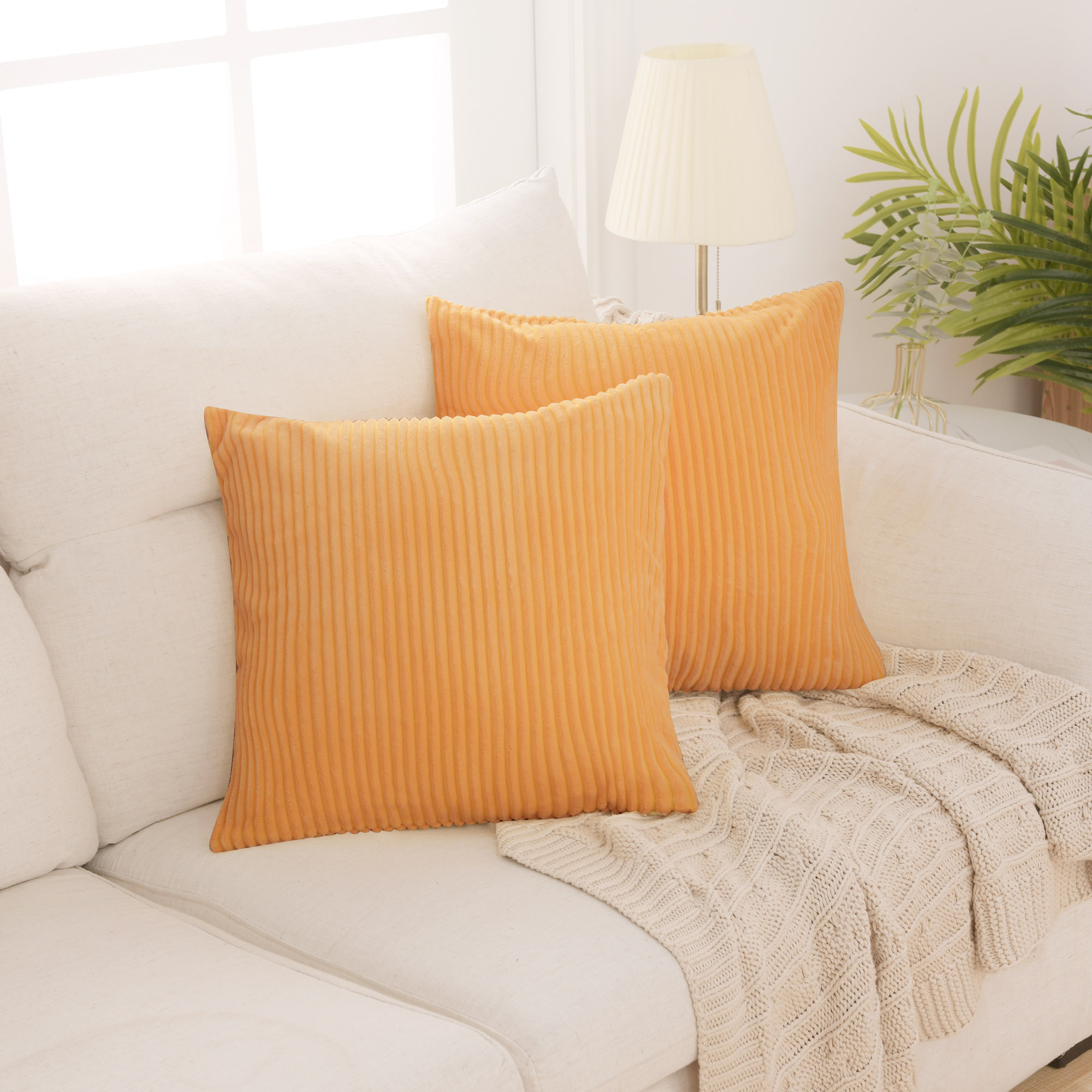 Deconovo Throw Pillow Cover Corduroy Stripe Pattern Cushion Covers for